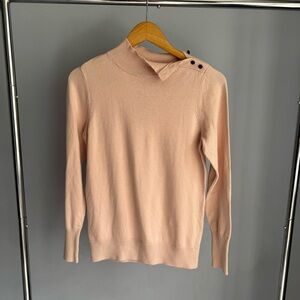 Ann Taylor NWT Pink Button Turtleneck Sweater